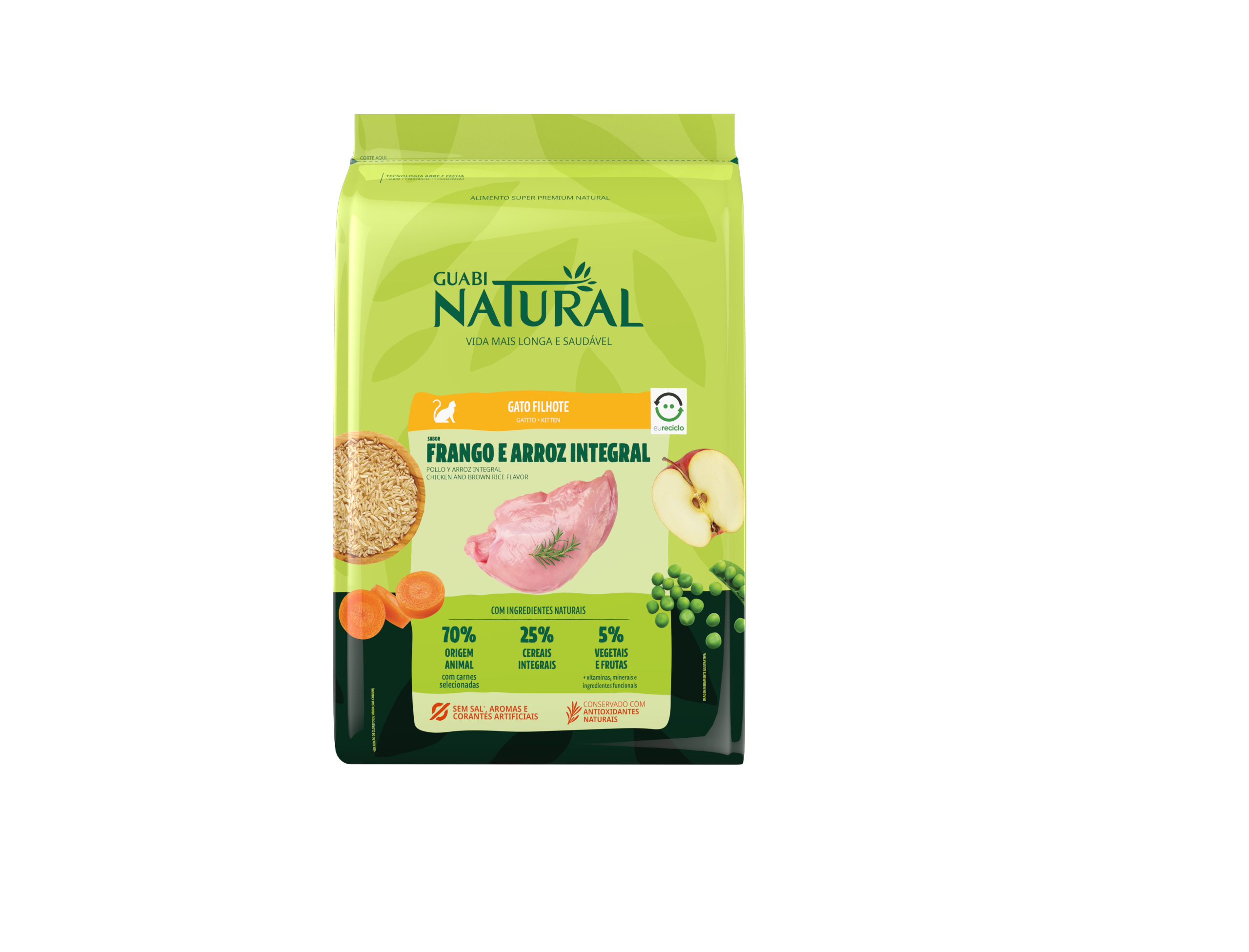 GUABI NATURAL - Gatos - Filhotes Frango e Arroz Integral - Frente
